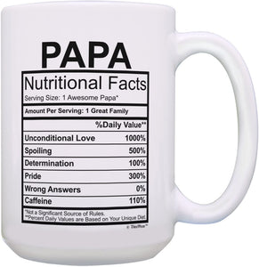 Awesome Papa Mug Papa Nutritional Facts Coffee Cup Papa Gift
